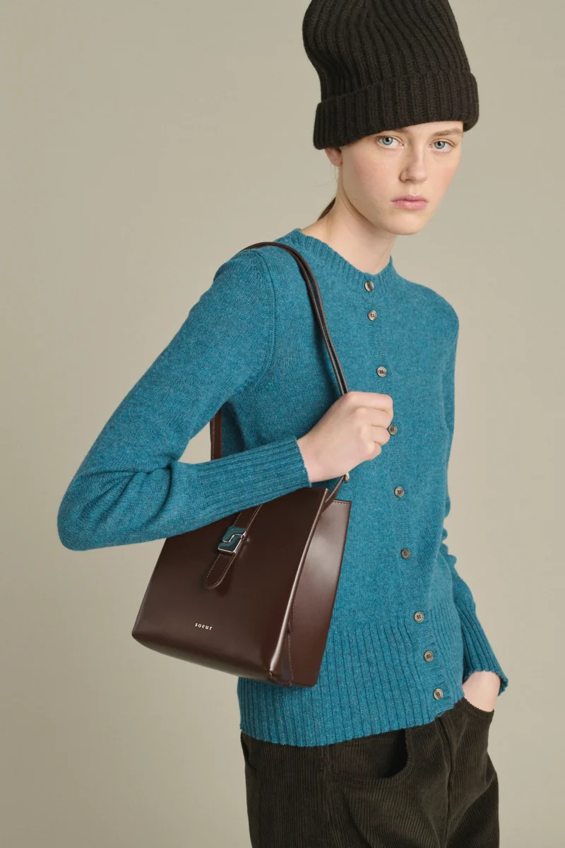 BOLSO BELLO MINI MARRÓN CÁLIDO CIERRE PLATEADO - Imagen 3