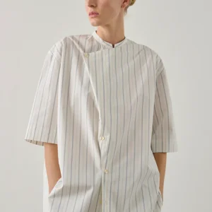 BLUSA IXIA ÉCRU/AZUL