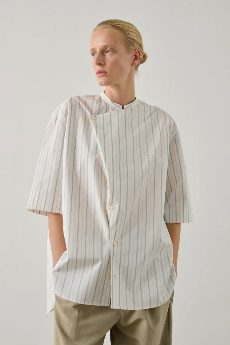 BLUSA IXIA ÉCRU/AZUL