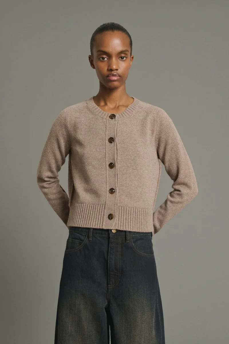 CÁRDIGAN VIRGINIA BEIGE JASPEADO - Imagen 2