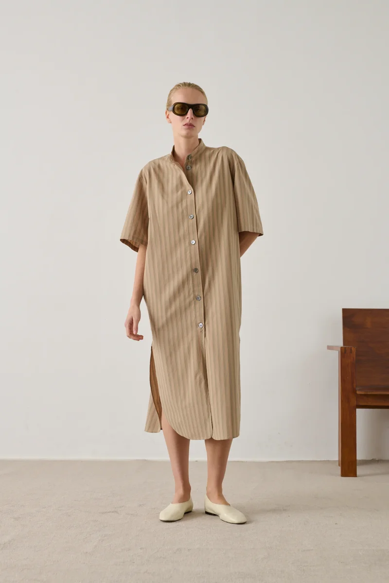 VESTIDO IZZO BEIGE VERDE - Imagen 4