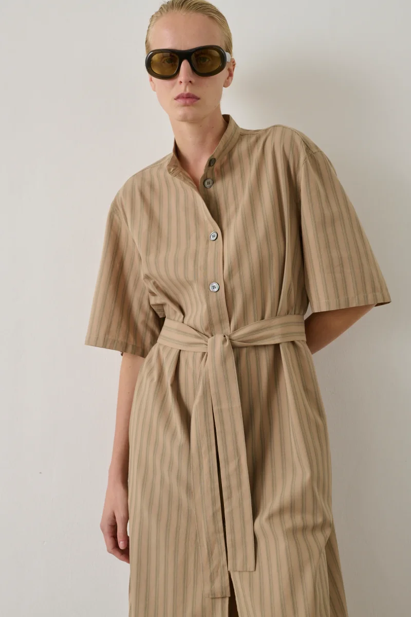 VESTIDO IZZO BEIGE VERDE - Imagen 3