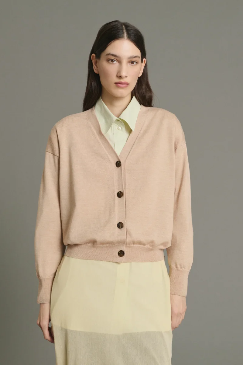 CÁRDIGAN IDEM BEIGE ROSADO - Imagen 2
