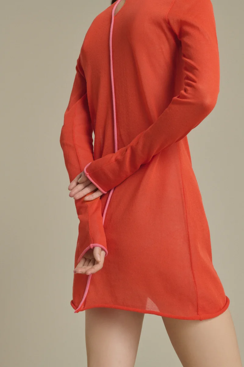 VESTIDO IRENE MINI NARANJA ANARANJADO - Imagen 6