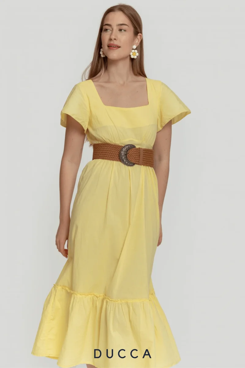 Vestido Evasé Celestia Amarillo - Imagen 4