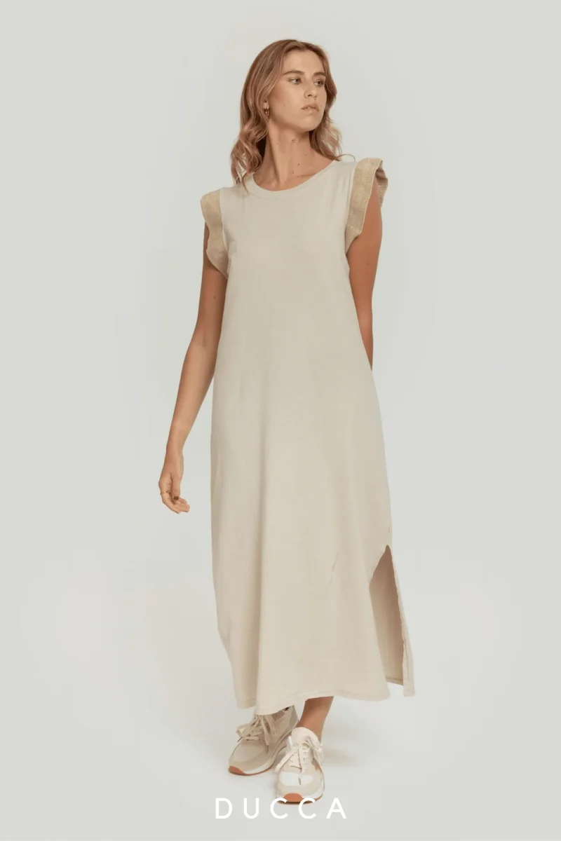 Vestido Eleganza Effortless Beige - Imagen 3