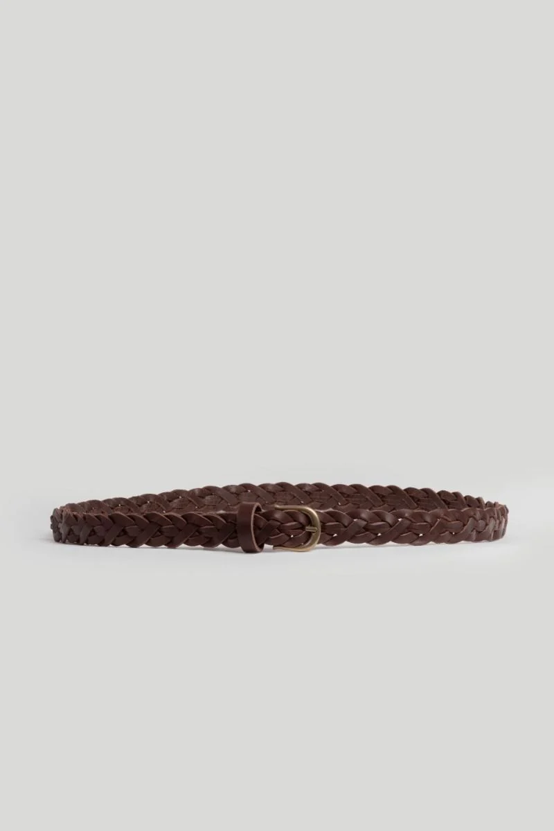 CINTURON ESTRECHO TRENZADO MARRON SKU 0.29697 - Imagen 3