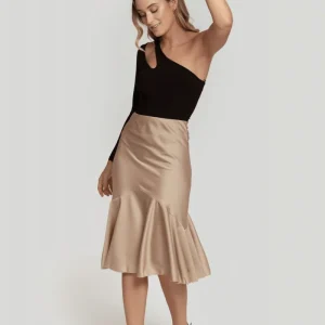 Falda Luz de Satén Beige