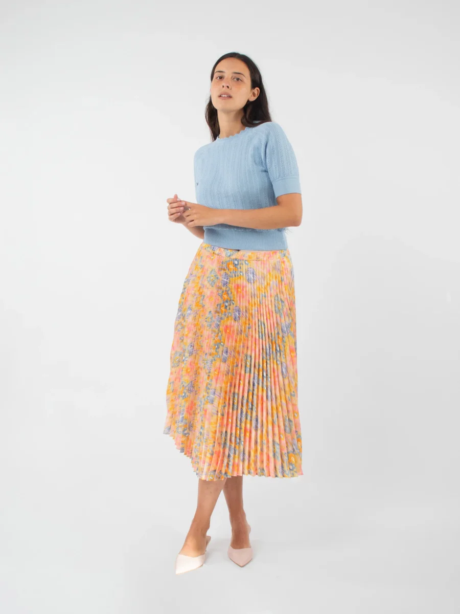Falda midi plisada estampada