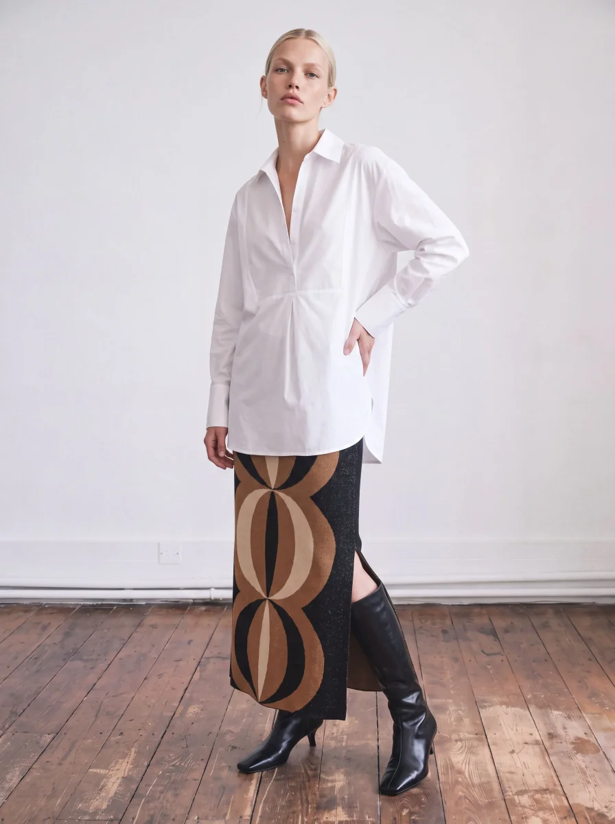 Camisa larga de popelín blanco - Imagen 4