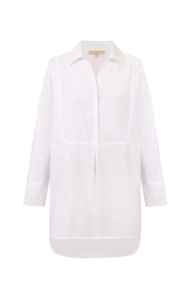 Camisa larga de popelín blanco - Imagen 5