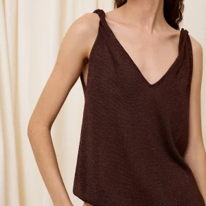 Top de lurex escote pico chocolate