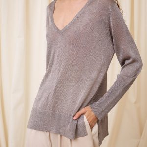 Jersey doble pico lurex plata