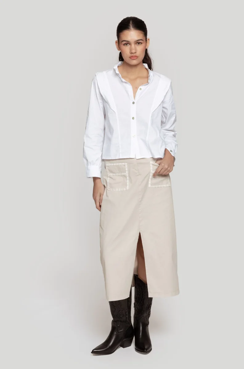 Falda Albora Midi Beige - Imagen 3