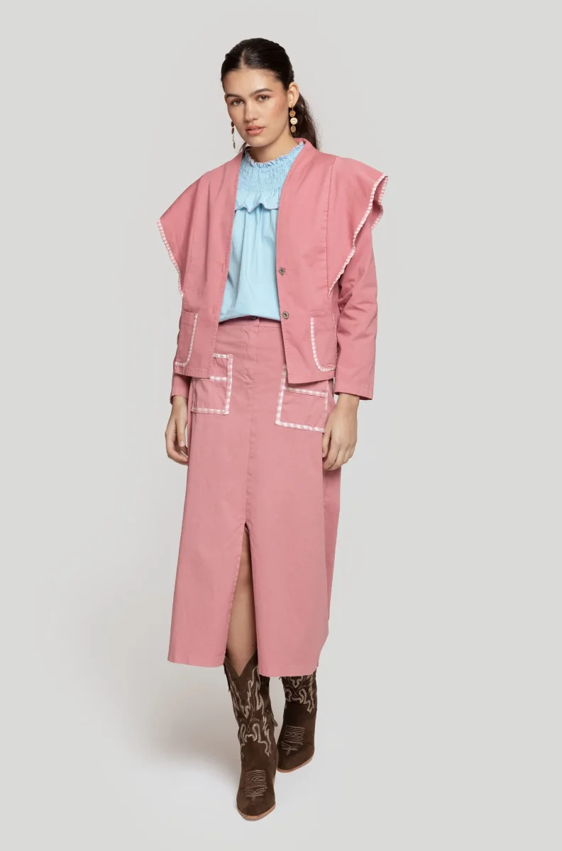 Falda Albora Midi Rosa - Imagen 3