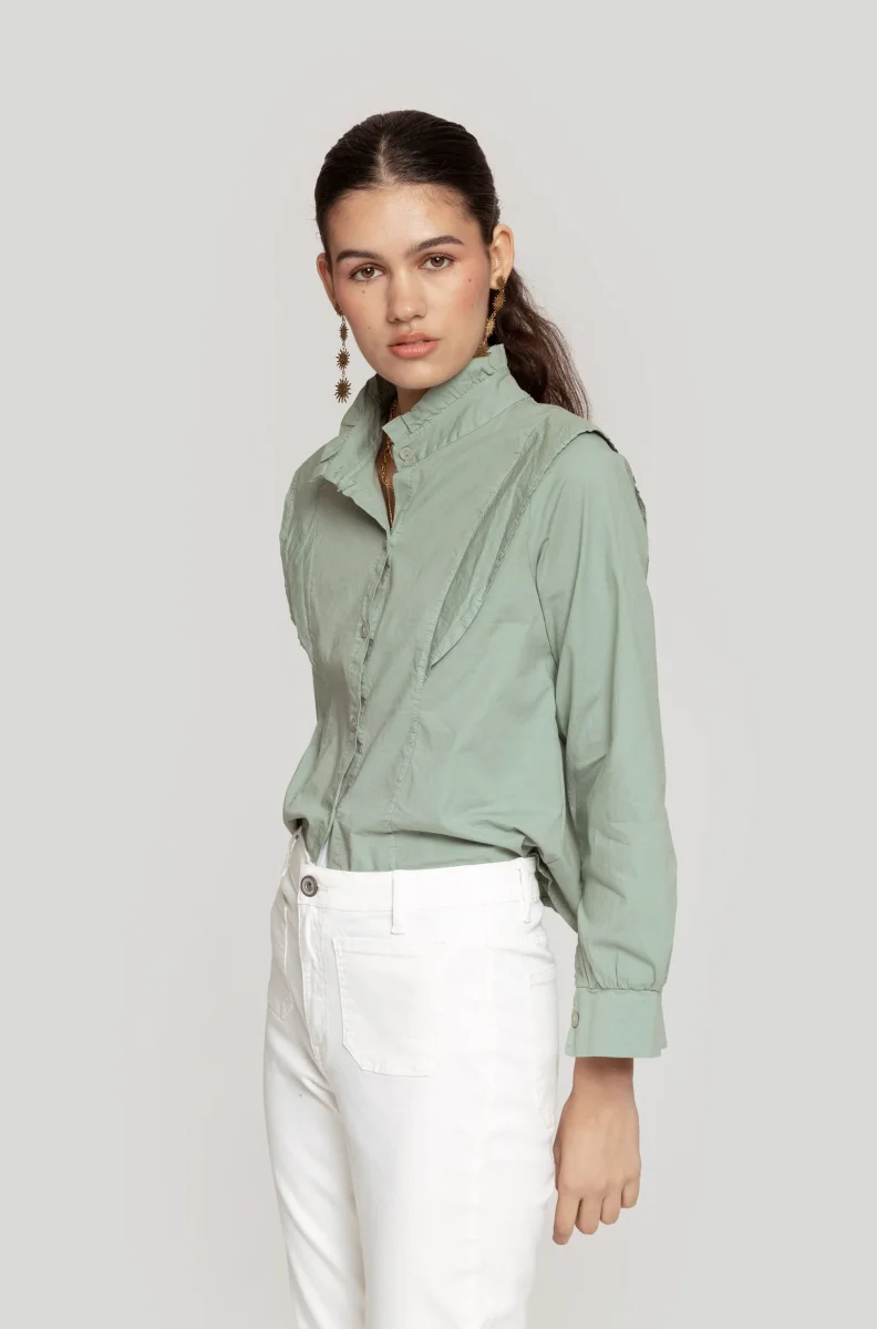 Camisa Aura Cropped Verde - Imagen 2
