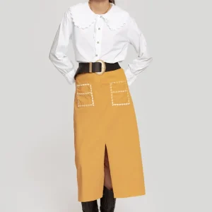 Falda Albora Midi Mostaza