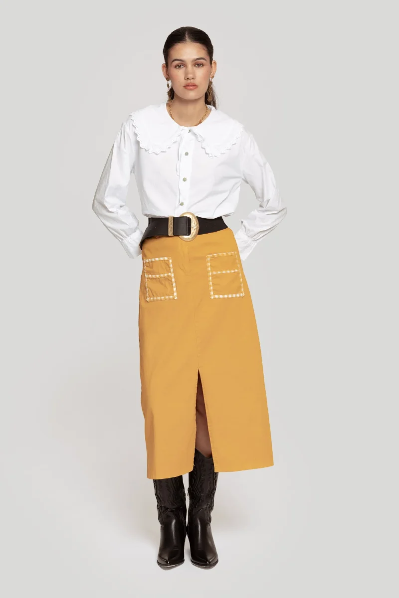 Falda Albora Midi Mostaza - Imagen 2