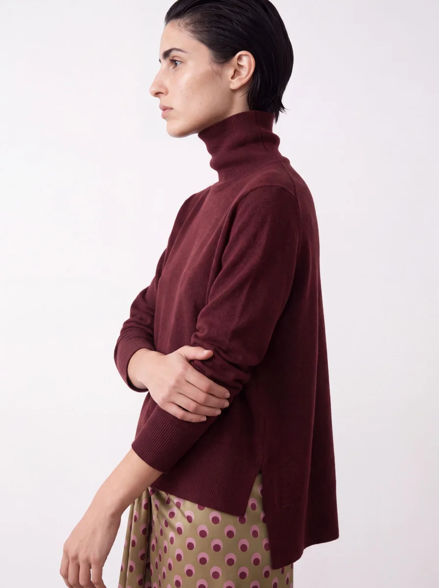 Jersey cuello alto burdeos - Imagen 3