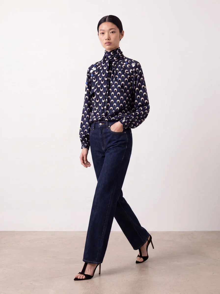 Blusa azul lunares con lentejuelas - Imagen 3