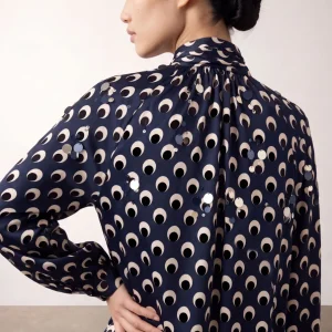 Blusa azul lunares con lentejuelas