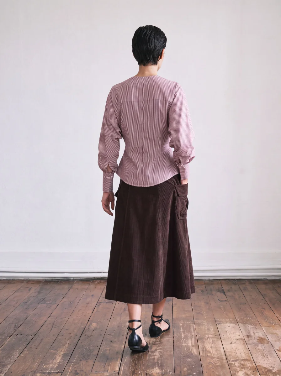 Camisa popelín de rayas terracota - Imagen 4