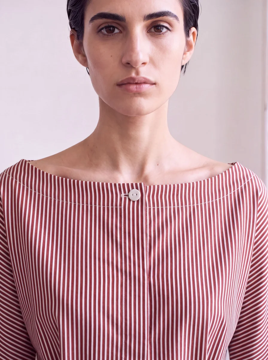 Camisa popelín de rayas terracota - Imagen 3