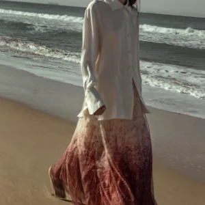 Camisa satinada beige