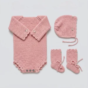 Conjunto Bordado Rosa bebé