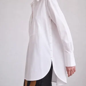 Camisa larga de popelín blanco