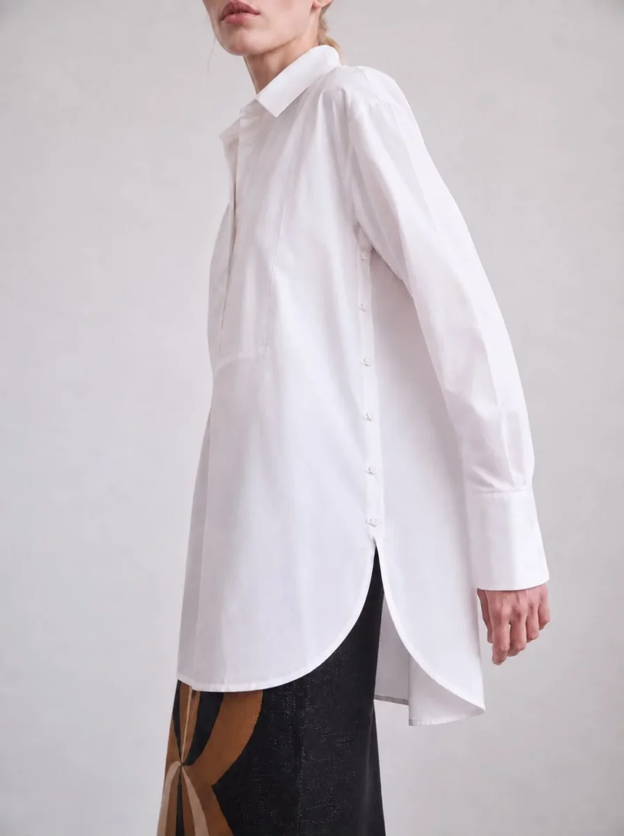 Camisa larga de popelín blanco - Imagen 2