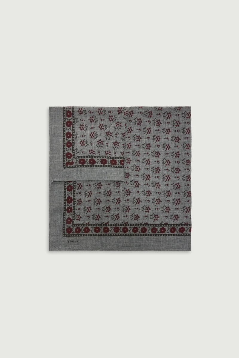 PAÑUELO CLASSIQUE DE LANA GRIS OSCURO/CAQUI - Imagen 2