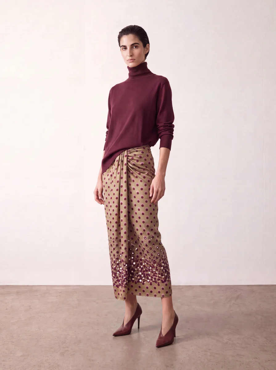 Falda verde lunares con lentejuelas - Imagen 3