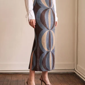 Falda de jacquard en lurex azul