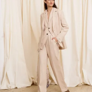 Pantalón con lino beige