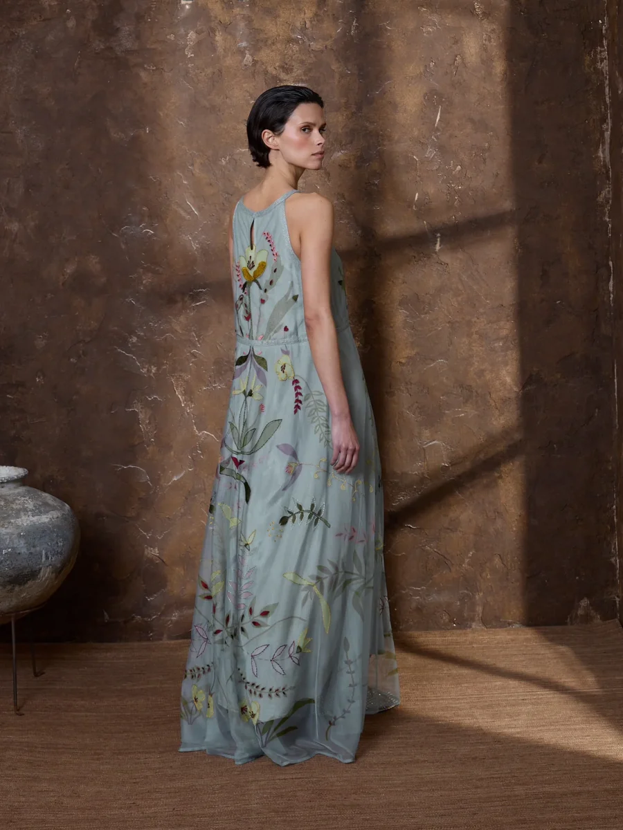 Vestido de tul bordado gris azulado - Imagen 5