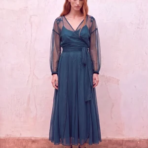 Falda de tul azul