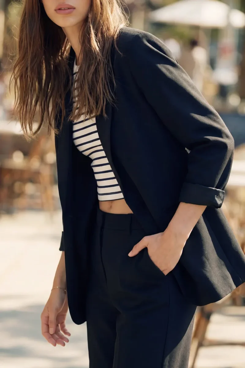 Blazer abierto de manga 3/4 con solapa - Imagen 4