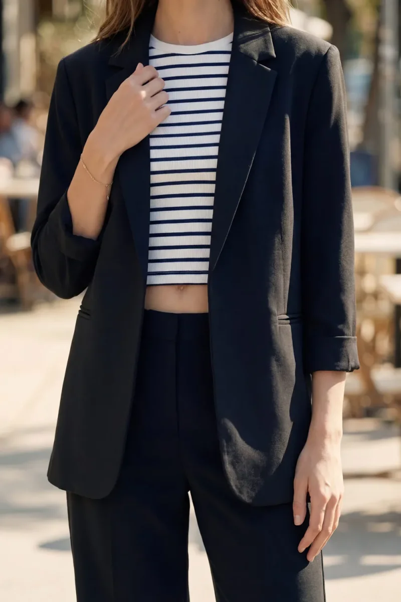 Blazer abierto de manga 3/4 con solapa - Imagen 6