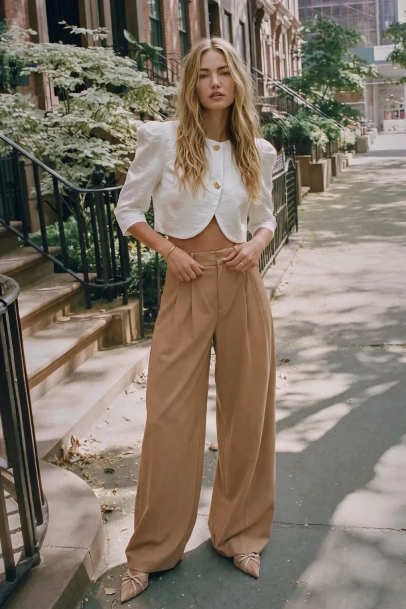 Blazer cropped botones textura - Imagen 3