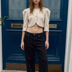 Blazer cropped rayas botones