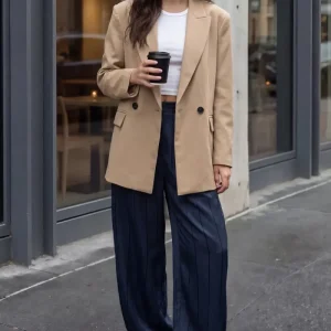 Blazer cruzado con hombreras fit oversized