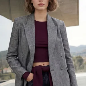 Blazer cruzado fit oversized con hombreras