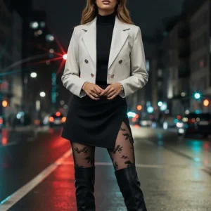 Blazer efecto piel botones