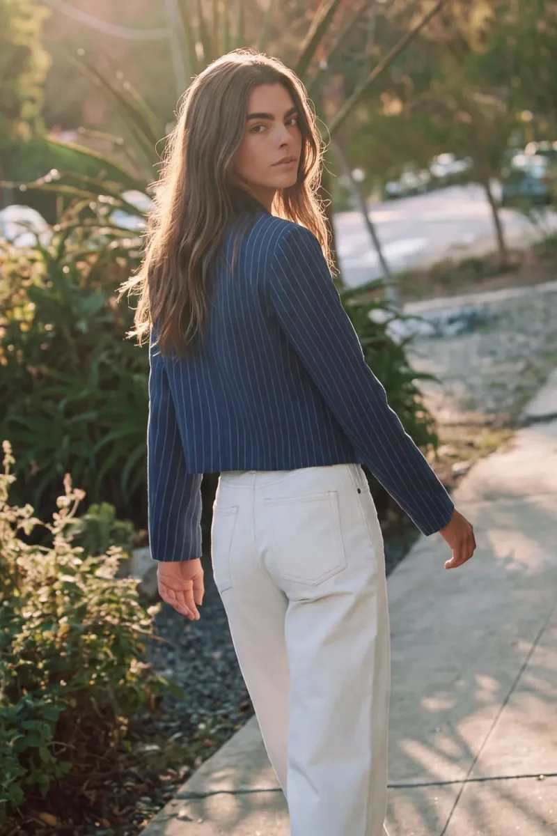 Blusa corta con lazos rayas - Imagen 3