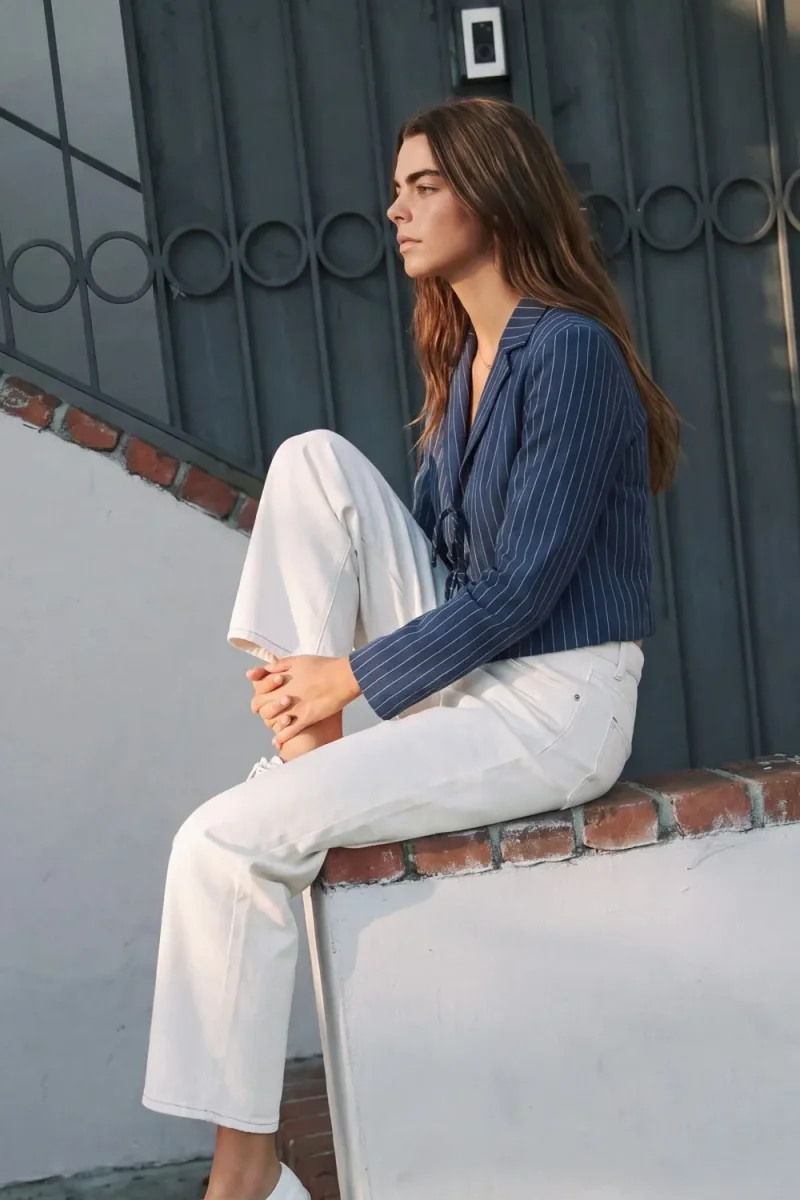 Blusa corta con lazos rayas - Imagen 5
