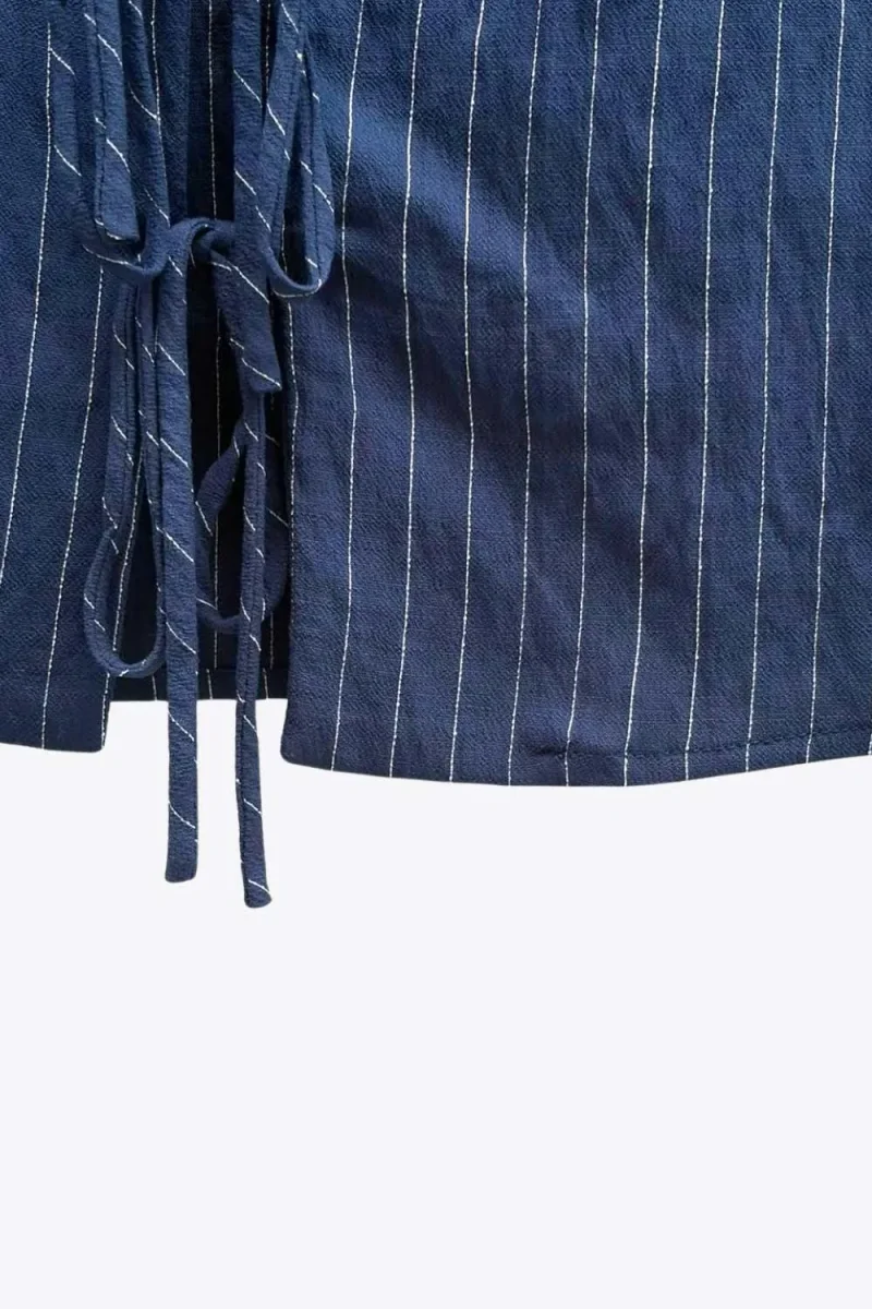 Blusa corta con lazos rayas - Imagen 9