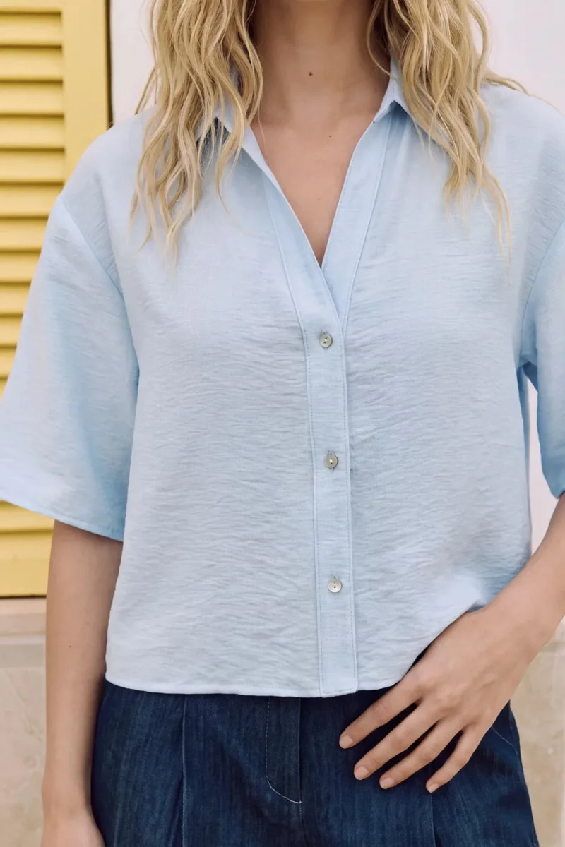 Blusa fluida manga corta - Imagen 5