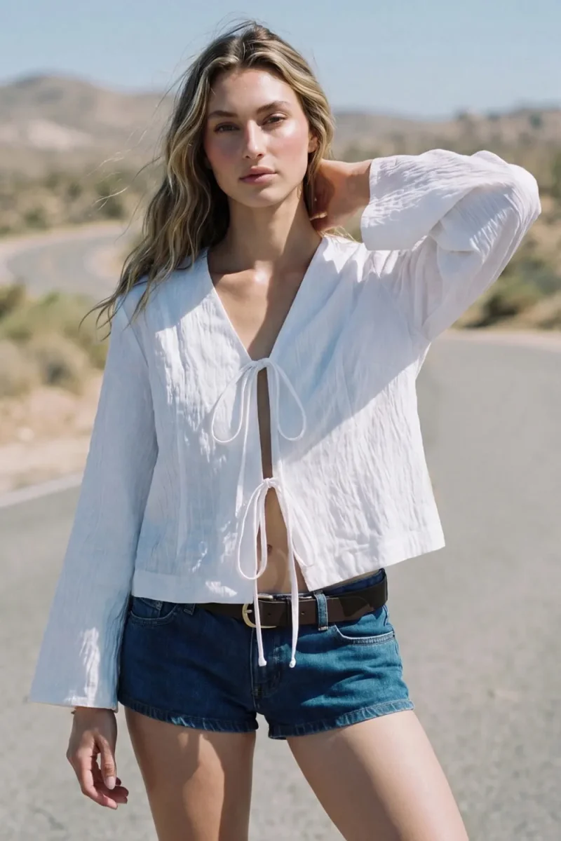 Blusa lazos manga larga - Imagen 2
