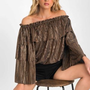 Blusa metálica de manga larga olanes